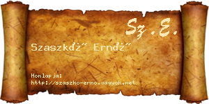 Szaszkó Ernő névjegykártya