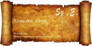 Szaszkó Ernő névjegykártya